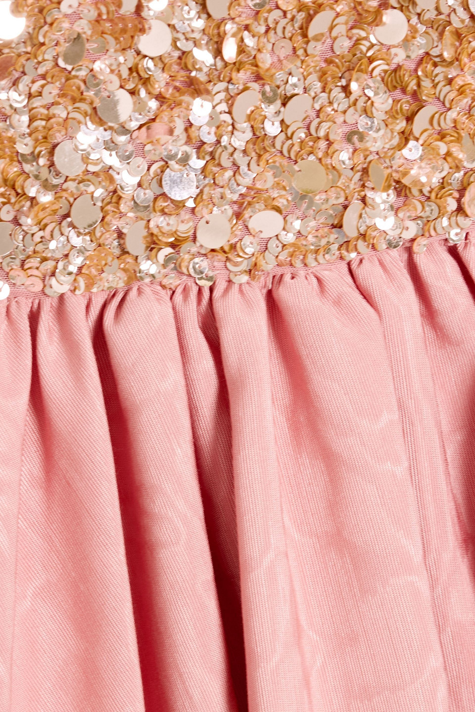 Alice And Olivia Nessa Sequined Stretch-tulle And Cotton-blend Moire Mini Dress In Pink