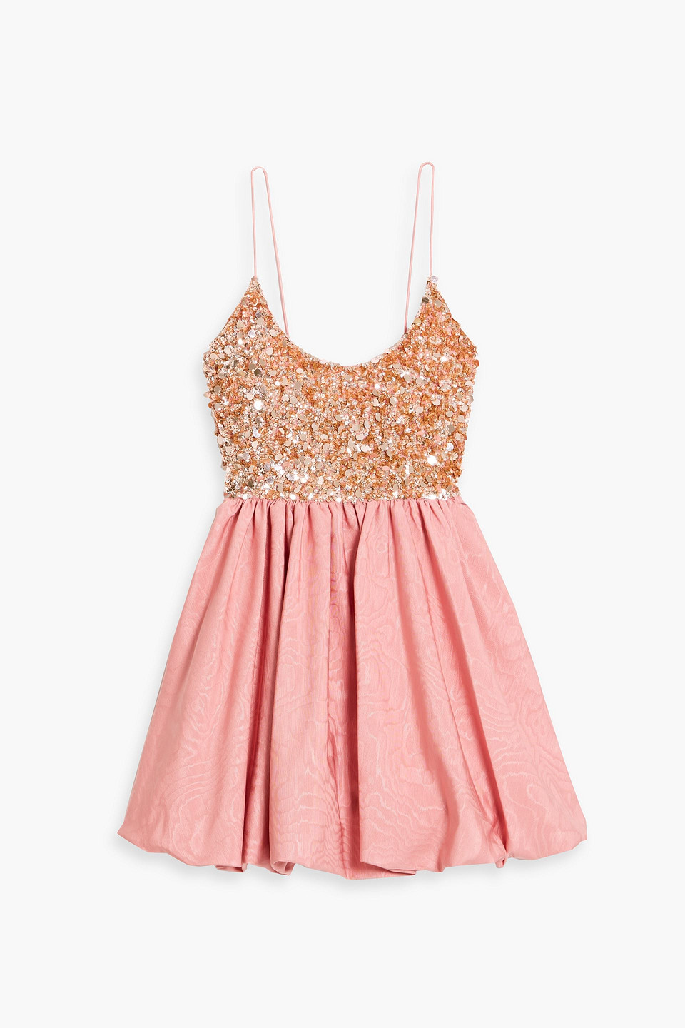 Alice And Olivia Nessa Sequined Stretch-tulle And Cotton-blend Moire Mini Dress In Pink