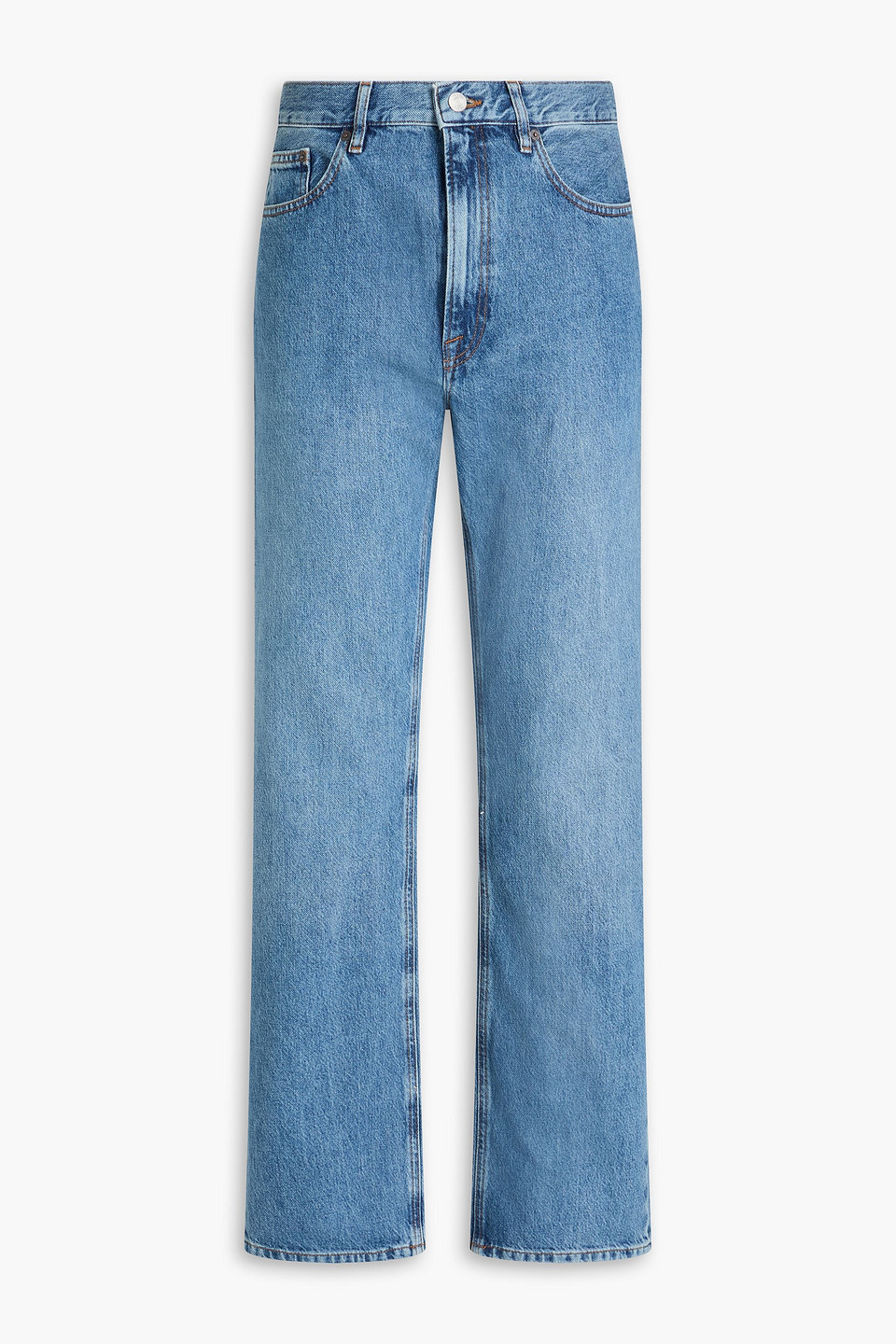 Frame The Boxy Faded Denim Jeans In Blue