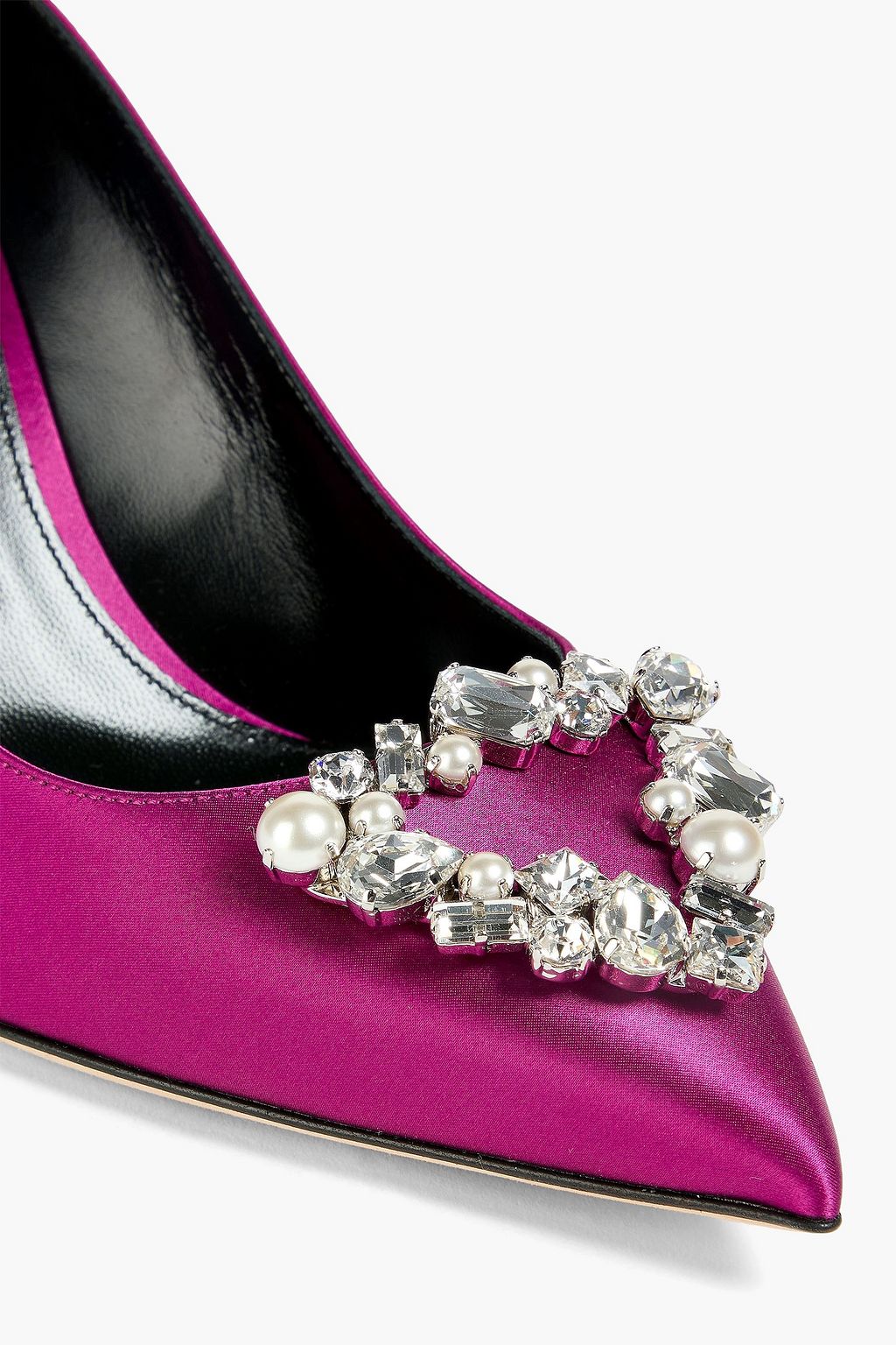 SERGIO ROSSI Embellished satin pumps