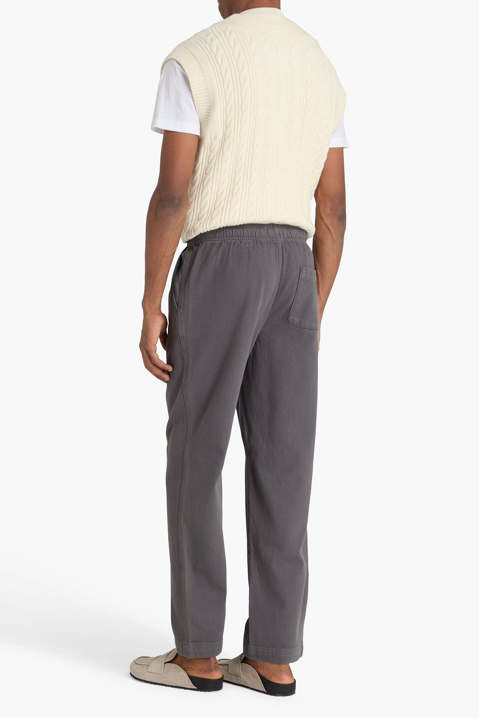  Frame - Tapered Cotton Drawstring Pants - Gray - S 