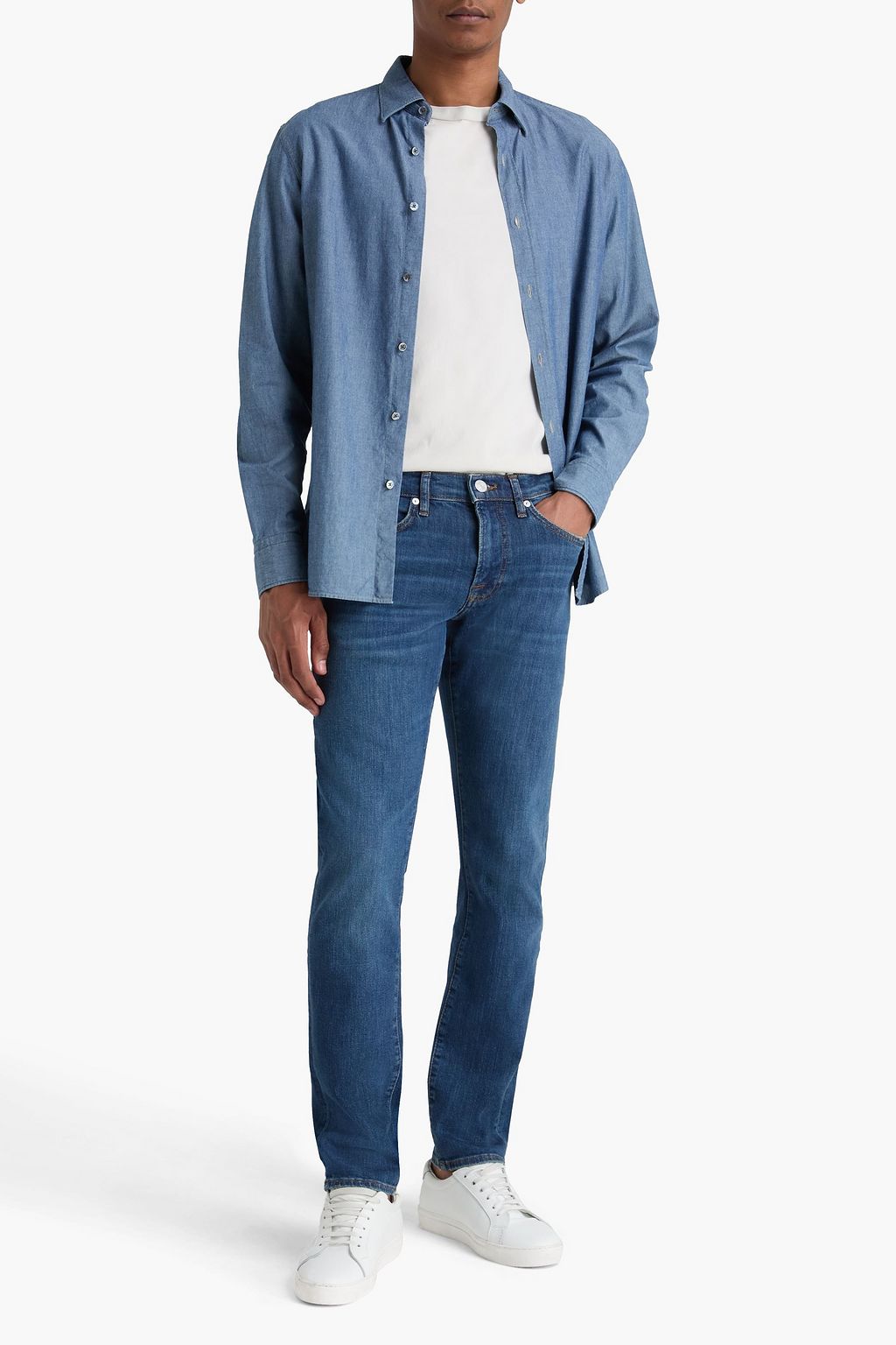 FRAME L'Homme slim-fit faded denim jeans
