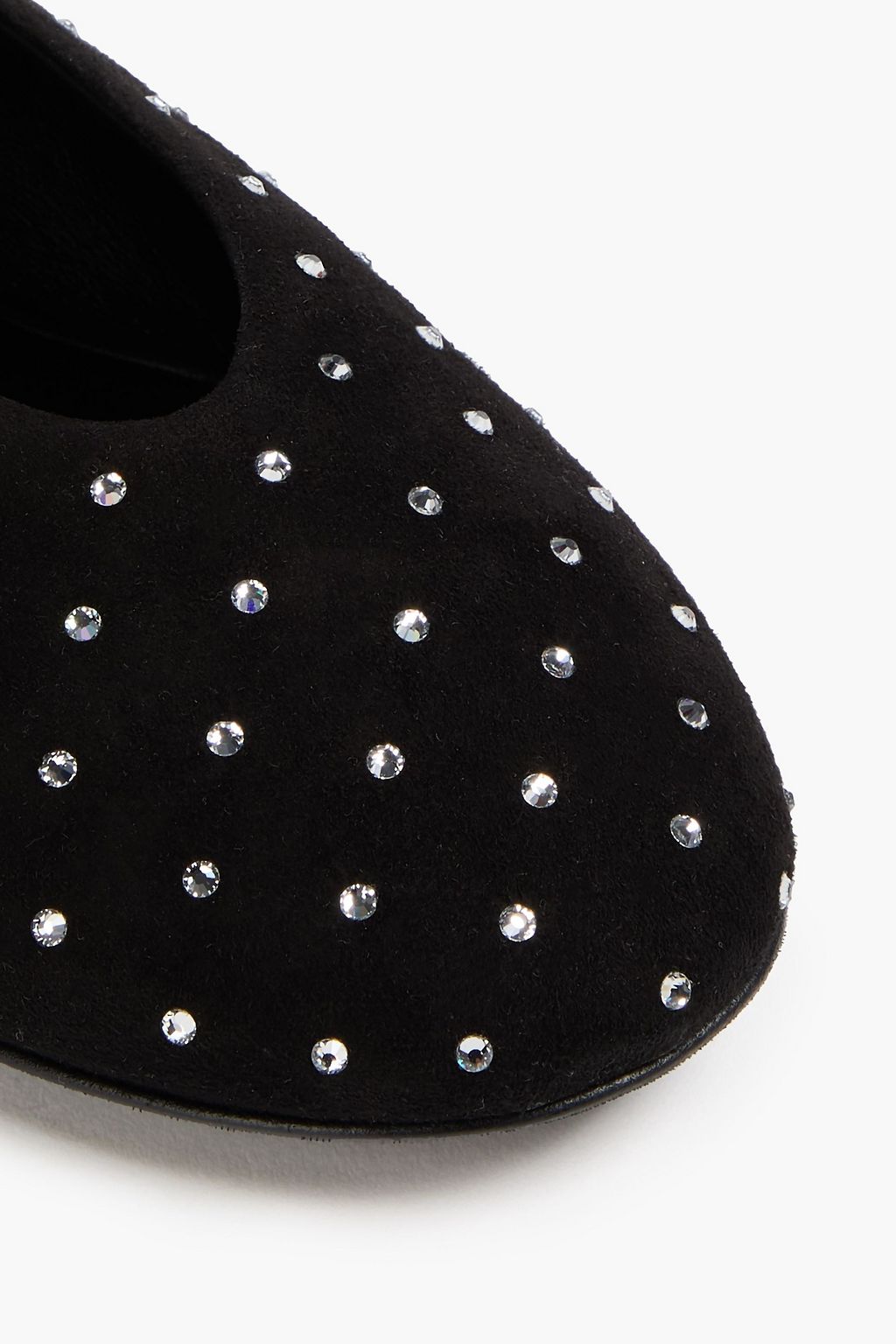 SERGIO ROSSI Crystal-embellished suede ballet flats