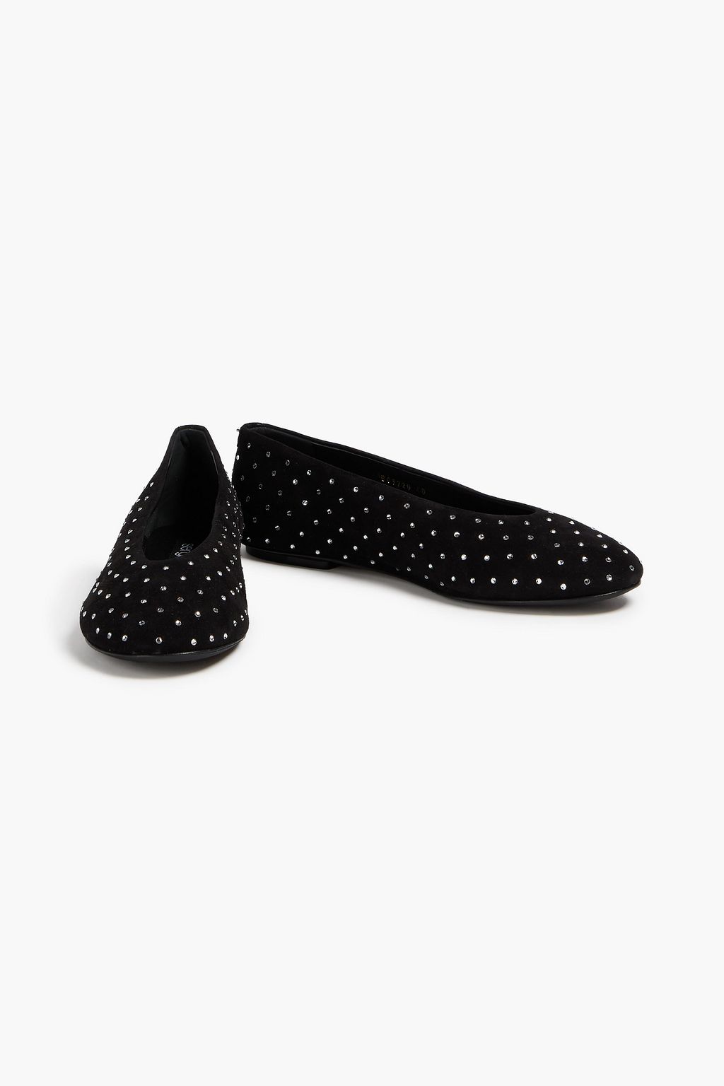 SERGIO ROSSI Crystal-embellished suede ballet flats