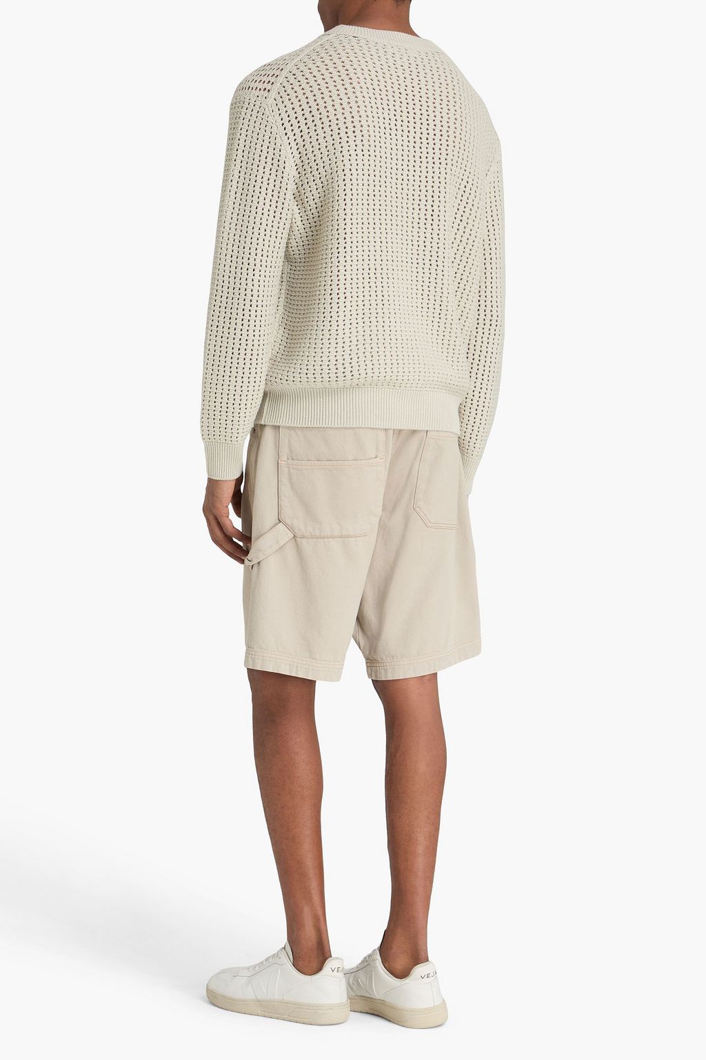 FRAME Open-knit wool and cotton-blend sweater