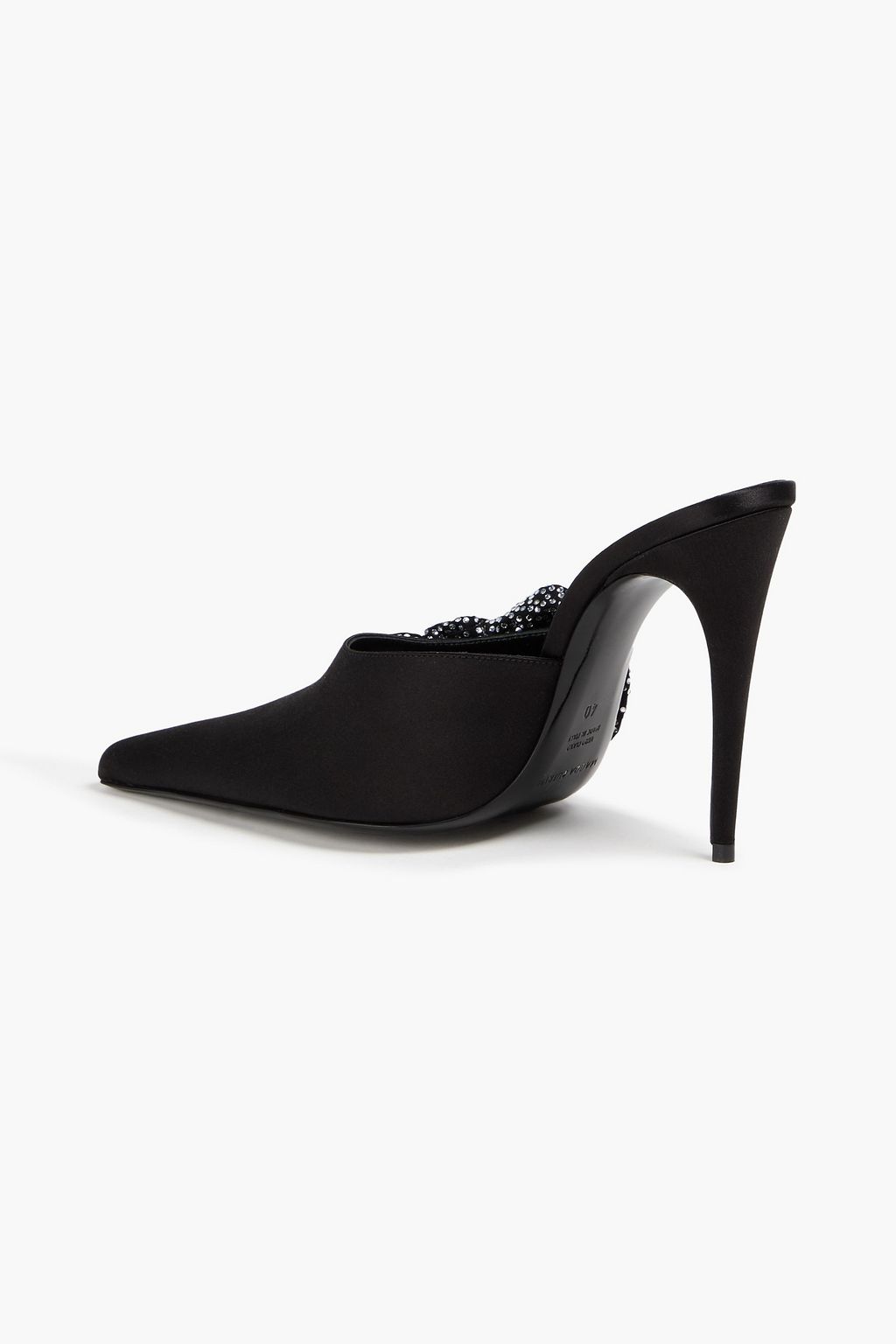 MAGDA BUTRYM Floral-appliquéd satin mules