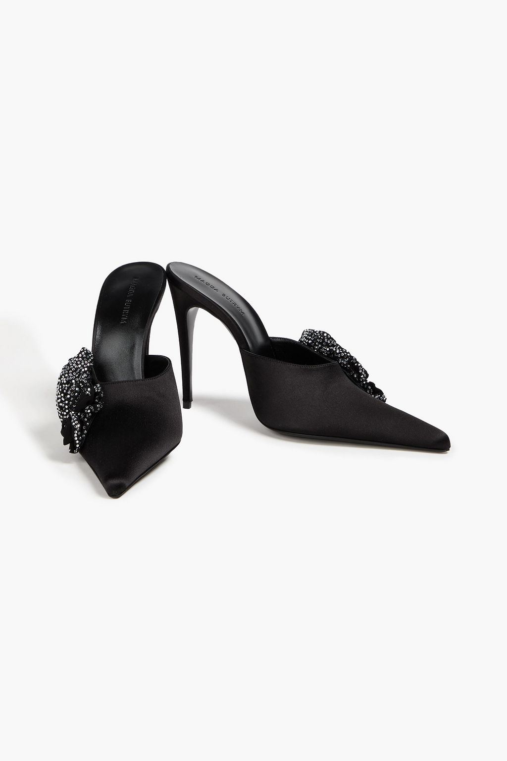 MAGDA BUTRYM Floral-appliquéd satin mules