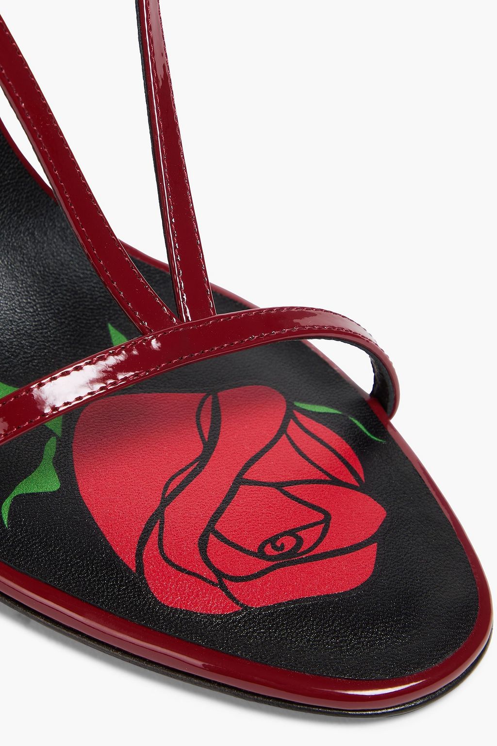 MAGDA BUTRYM Floral-appliquéd patent-leather sandals