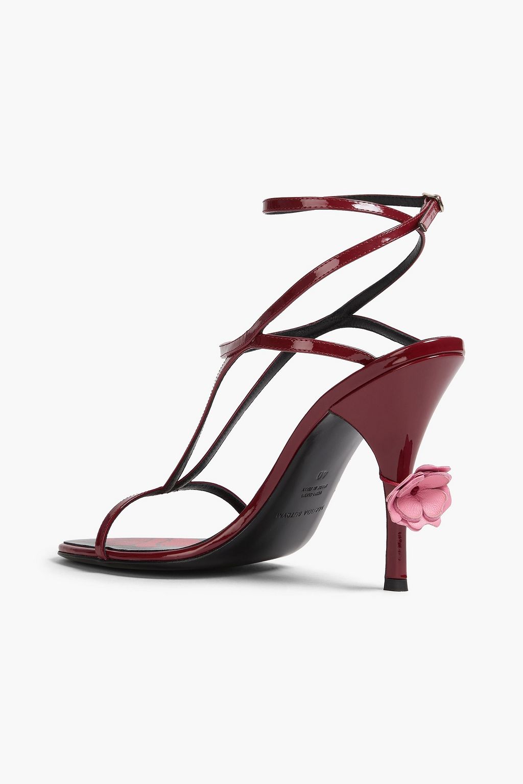 MAGDA BUTRYM Floral-appliquéd patent-leather sandals