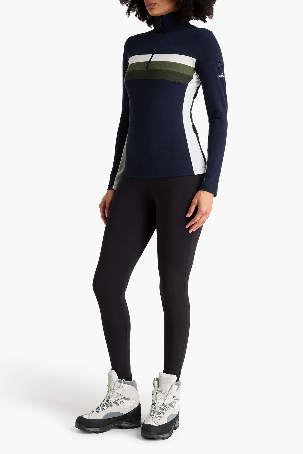 WE NORWEGIANS Striped wool-blend piqué base layer