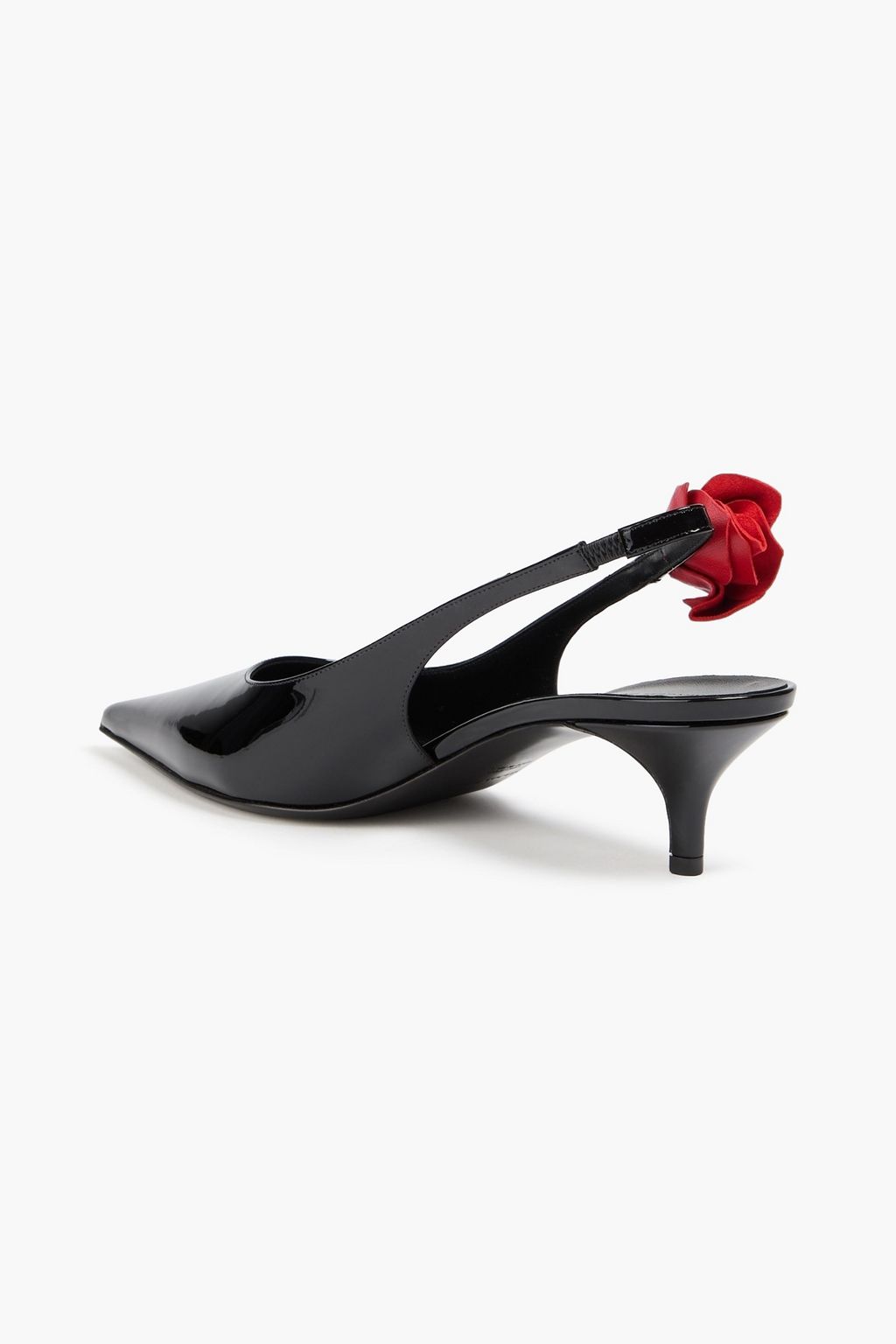 MAGDA BUTRYM Floral-appliquéd patent-leather slingback pumps
