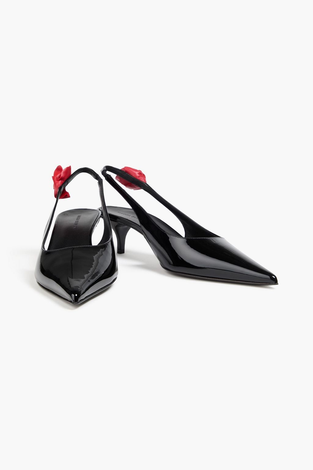 MAGDA BUTRYM Floral-appliquéd patent-leather slingback pumps