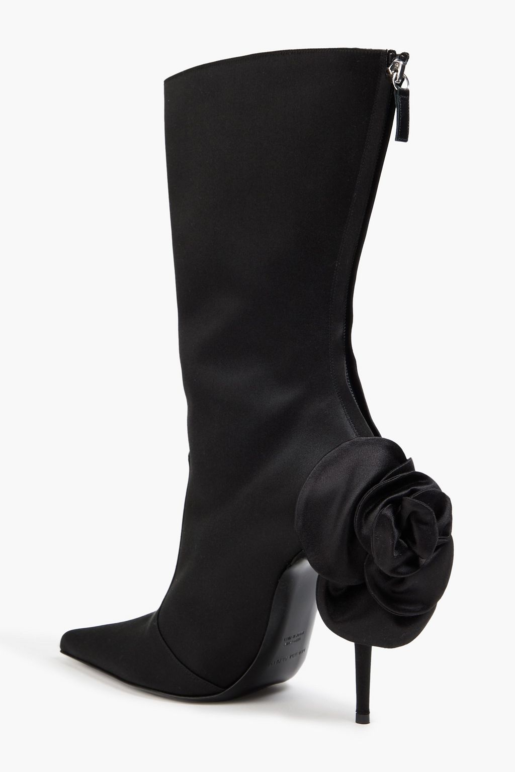 MAGDA BUTRYM Floral-appliquéd satin ankle boots