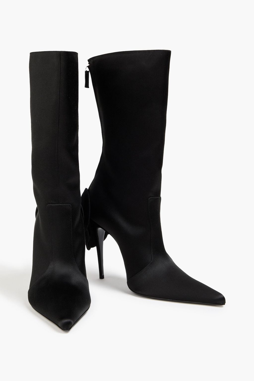MAGDA BUTRYM Floral-appliquéd satin ankle boots