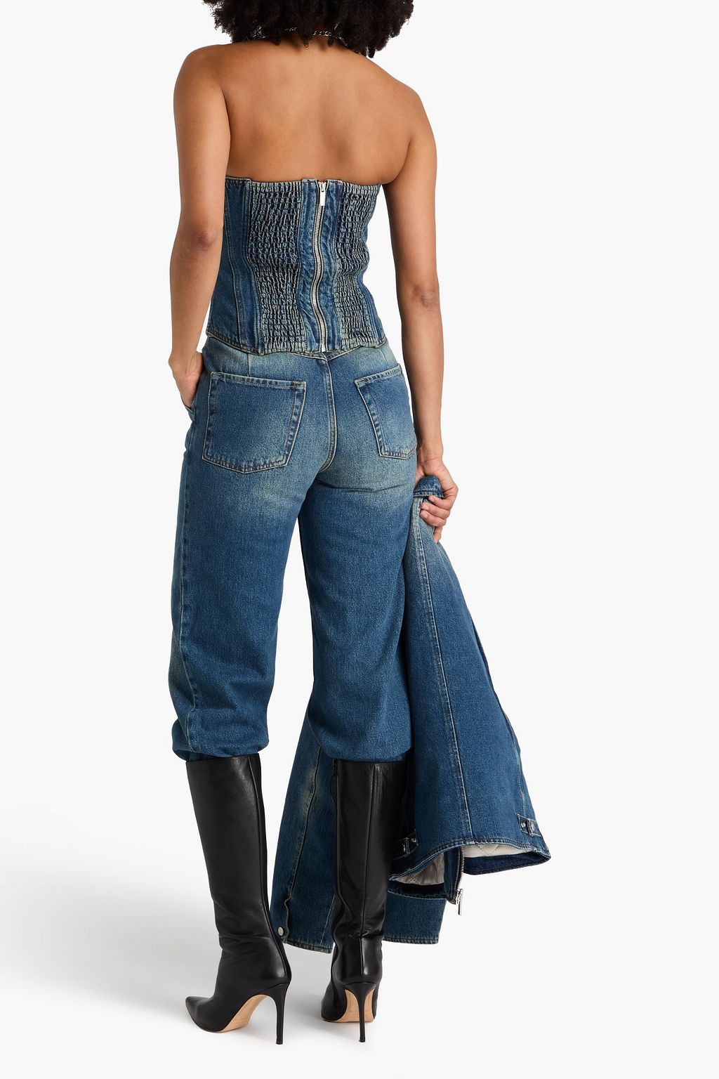 MAGDA BUTRYM Strapless faded denim top