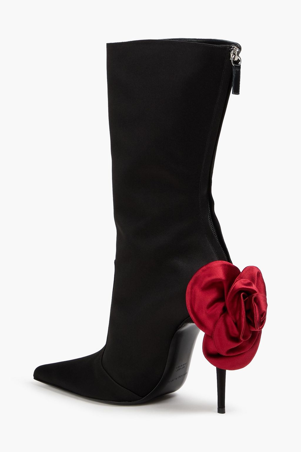 MAGDA BUTRYM Floral-appliquéd satin ankle boots