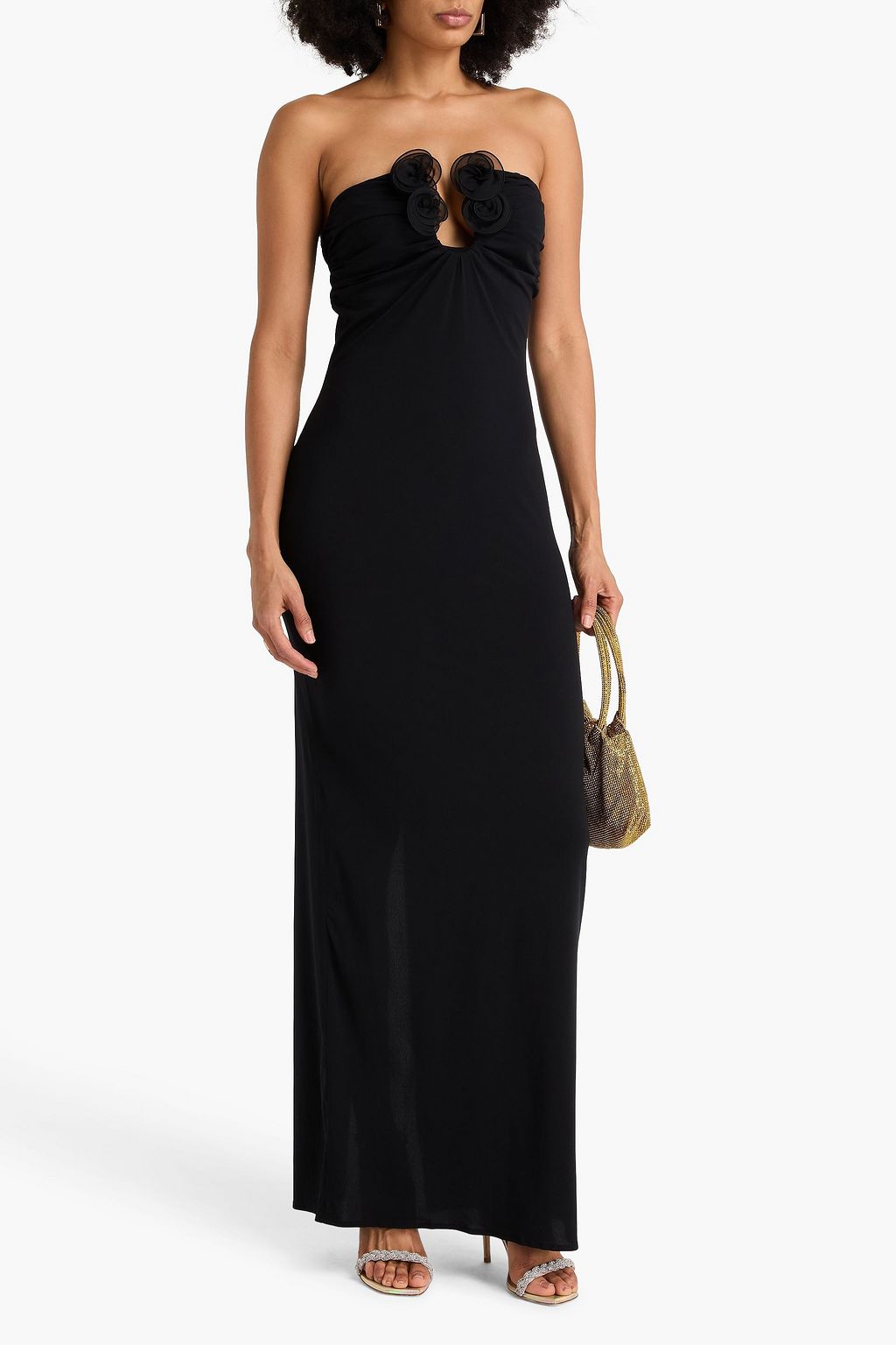 MAGDA BUTRYM Strapless floral-appliquéd stretch-jersey maxi dress