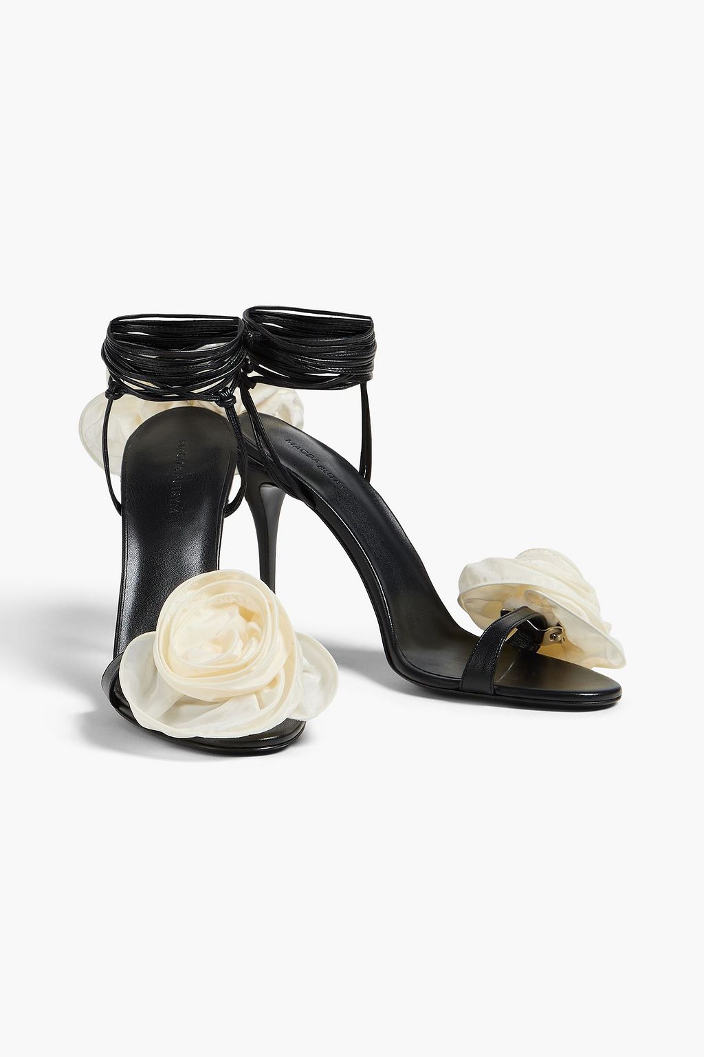 MAGDA BUTRYM Floral-appliquéd leather sandals
