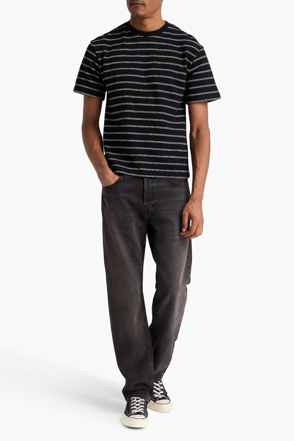 FRAME Striped cotton-jersey T-shirt