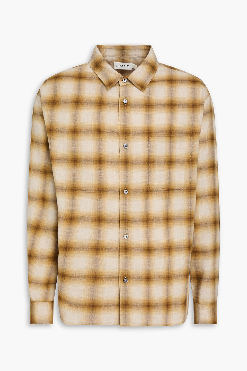 frame - checked cotton and wool-blend flannel shirt - brown - xs