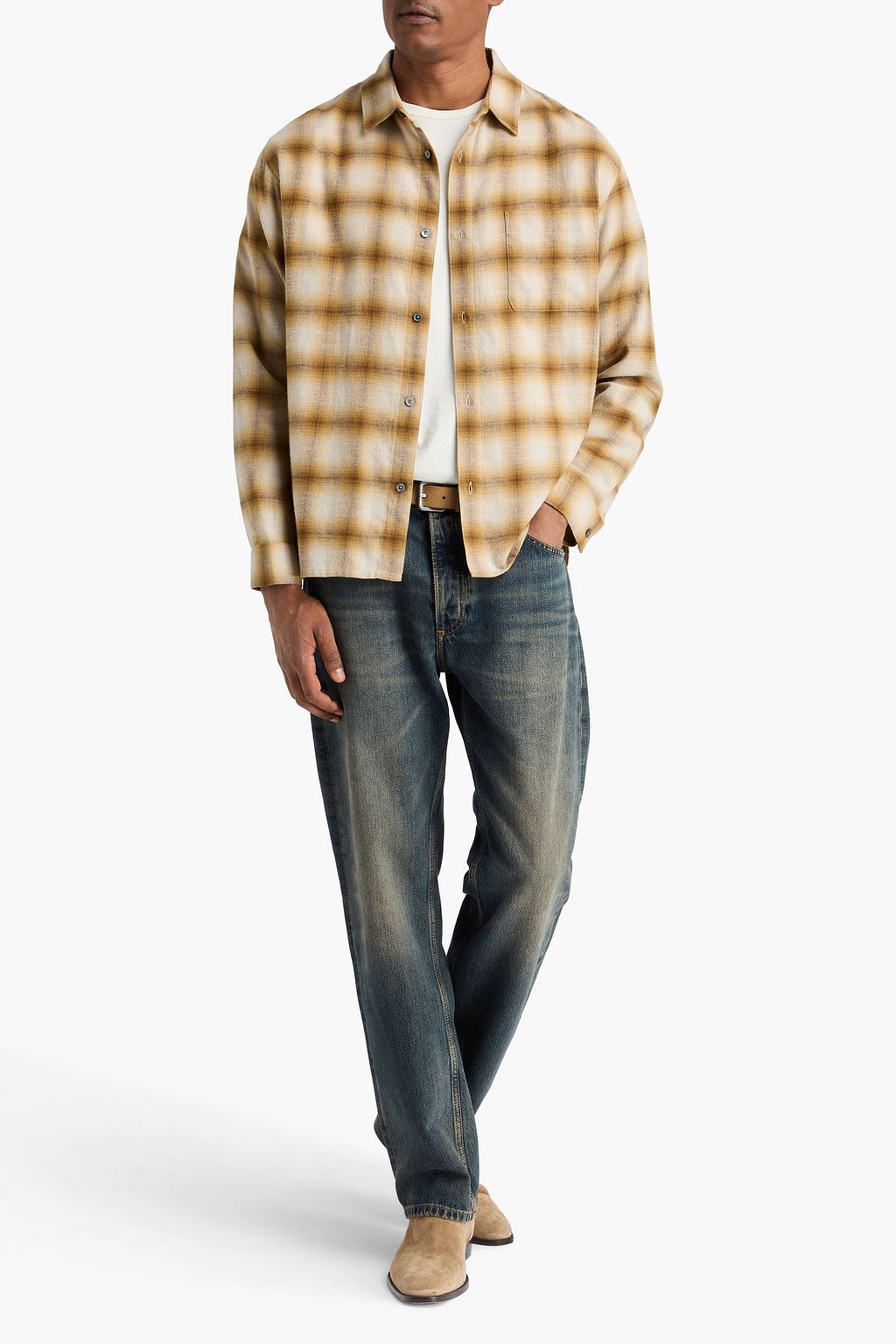 FRAME Checked cotton anhd wool-blend flannel shirt