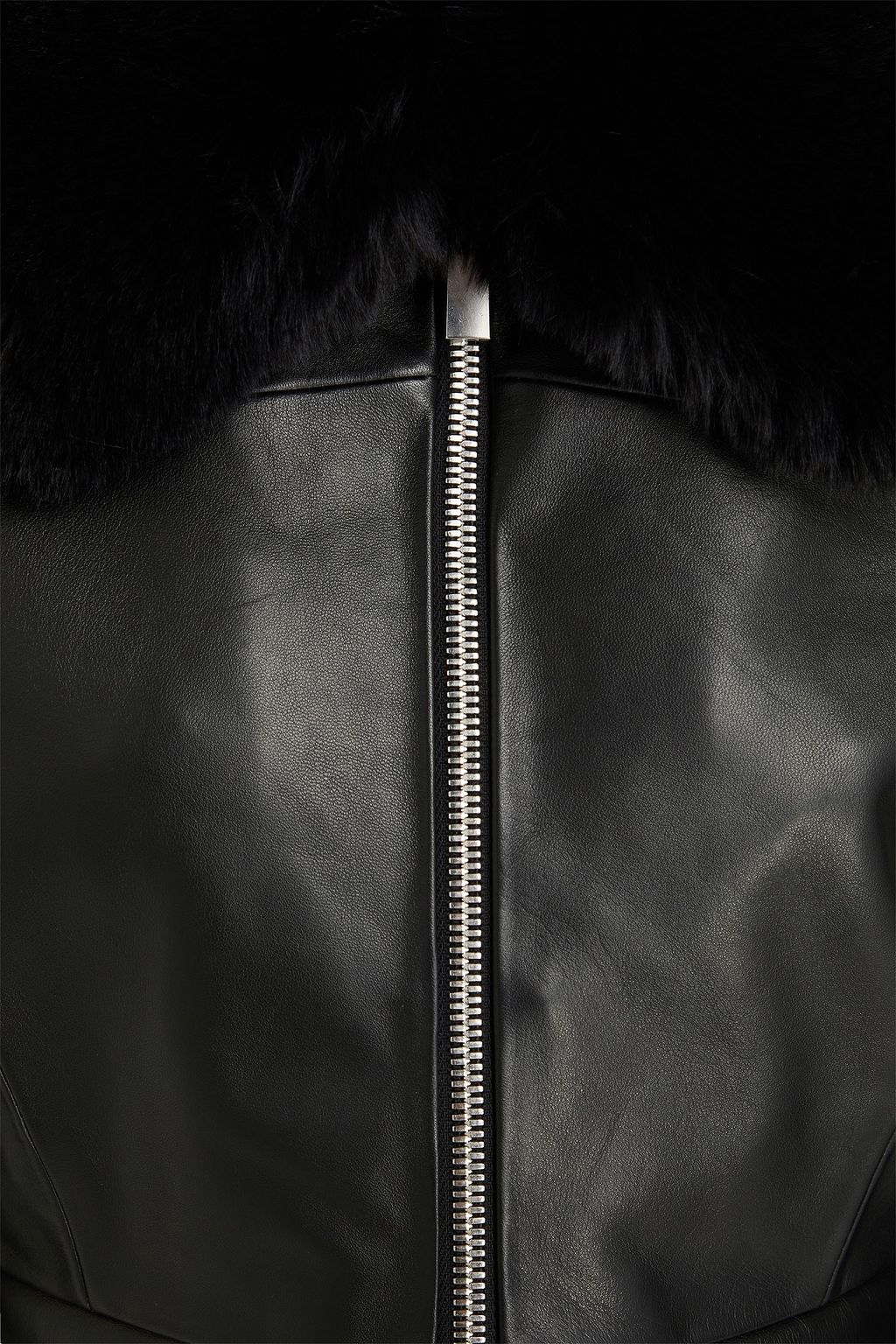 MAGDA BUTRYM Plush-trimmed leather jacket