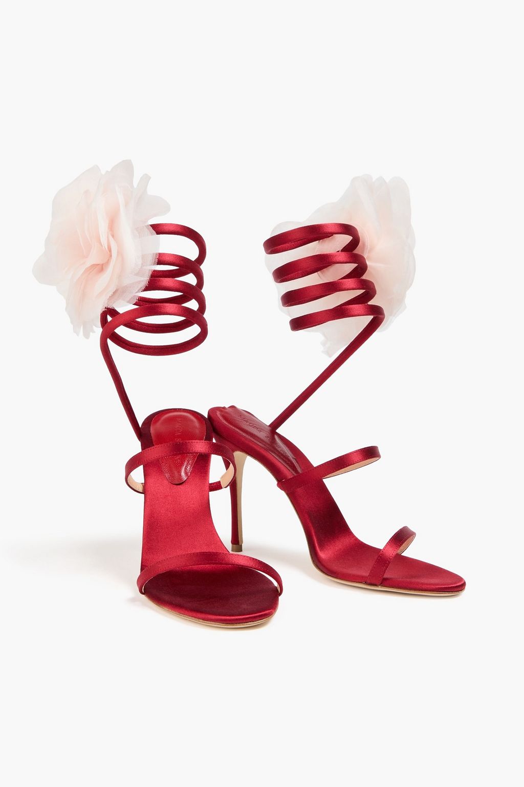 MAGDA BUTRYM Floral-appliquéd satin sandals