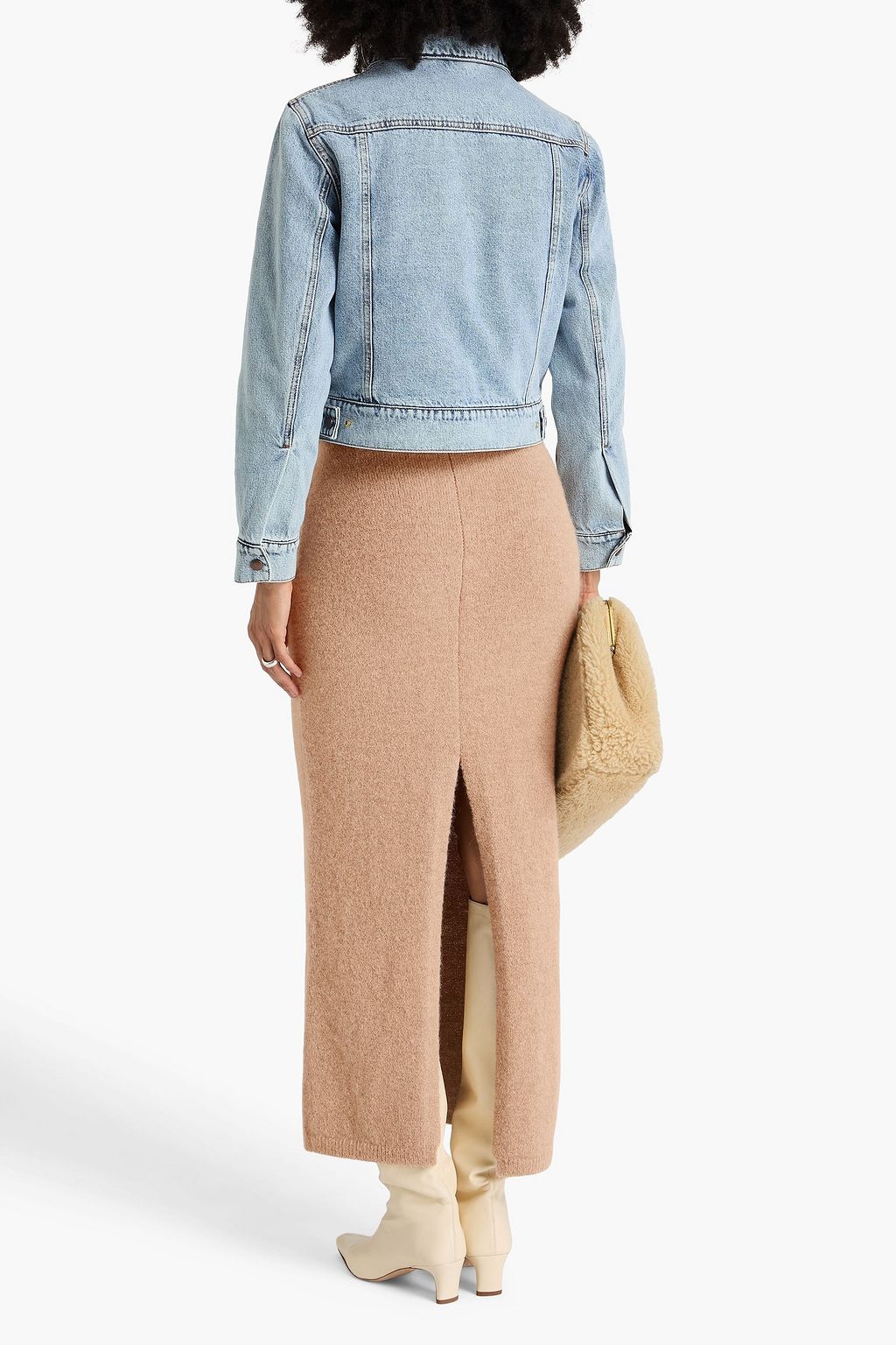 MAGDA BUTRYM تنورة متوسطة الطول من نسيج محبوك وممشّط