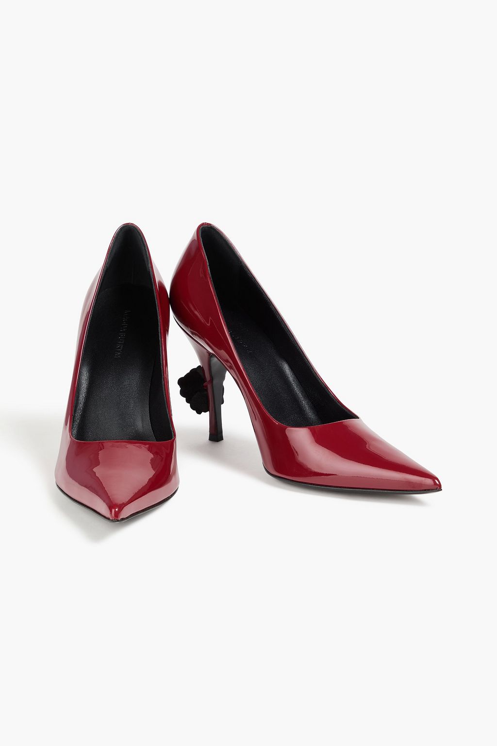 MAGDA BUTRYM Floral-appliquéd patent-leather pumps