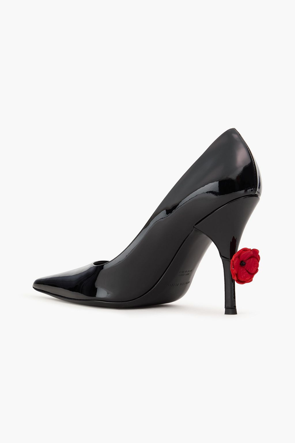 MAGDA BUTRYM Floral-appliquéd patent-leather pumps