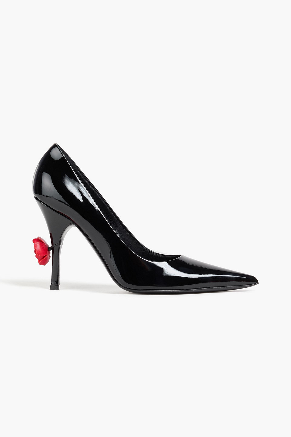 Magda Butrym Floral-appliquéd Patent-leather Pumps In Black