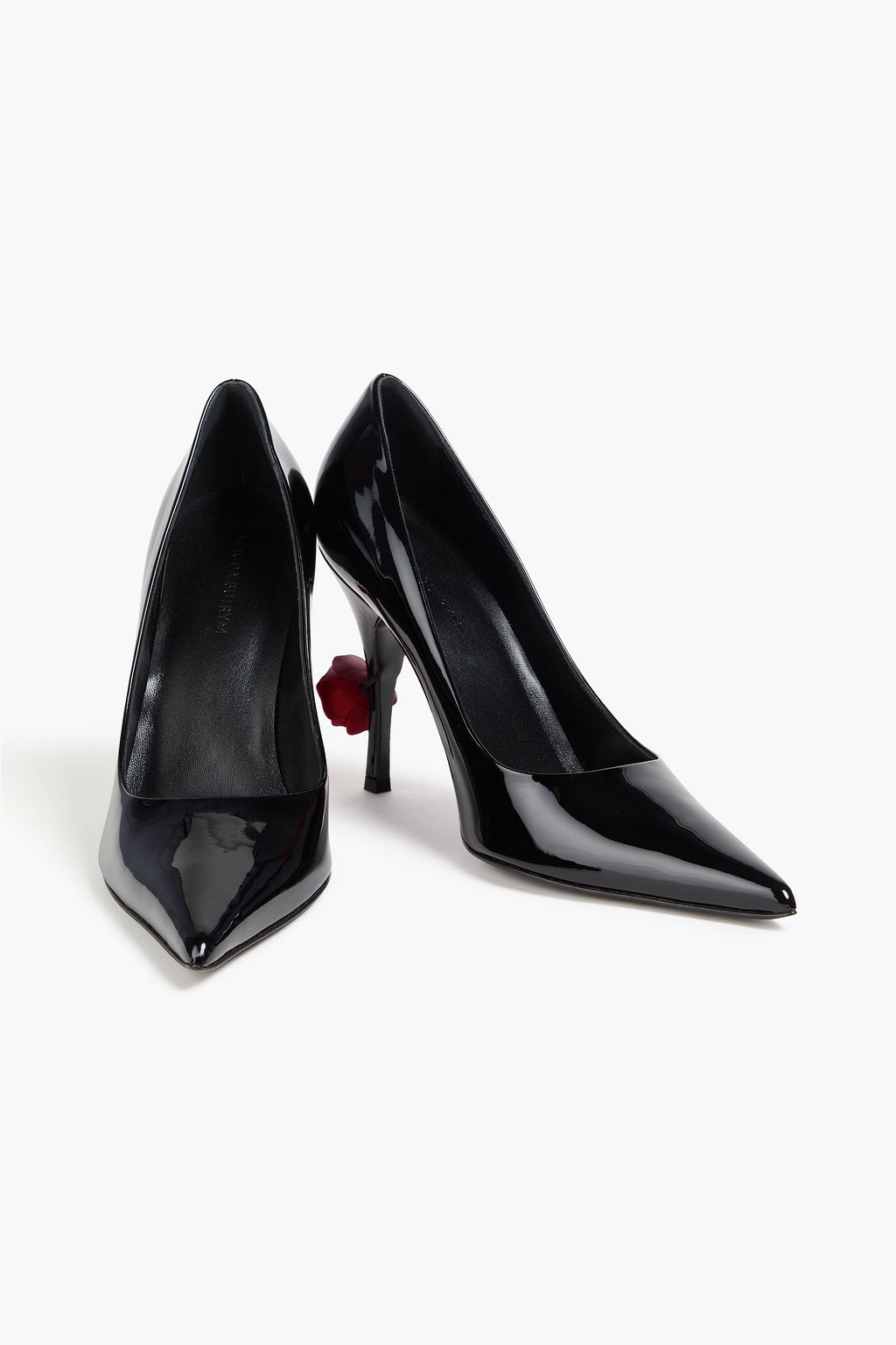 MAGDA BUTRYM Floral-appliquéd patent-leather pumps