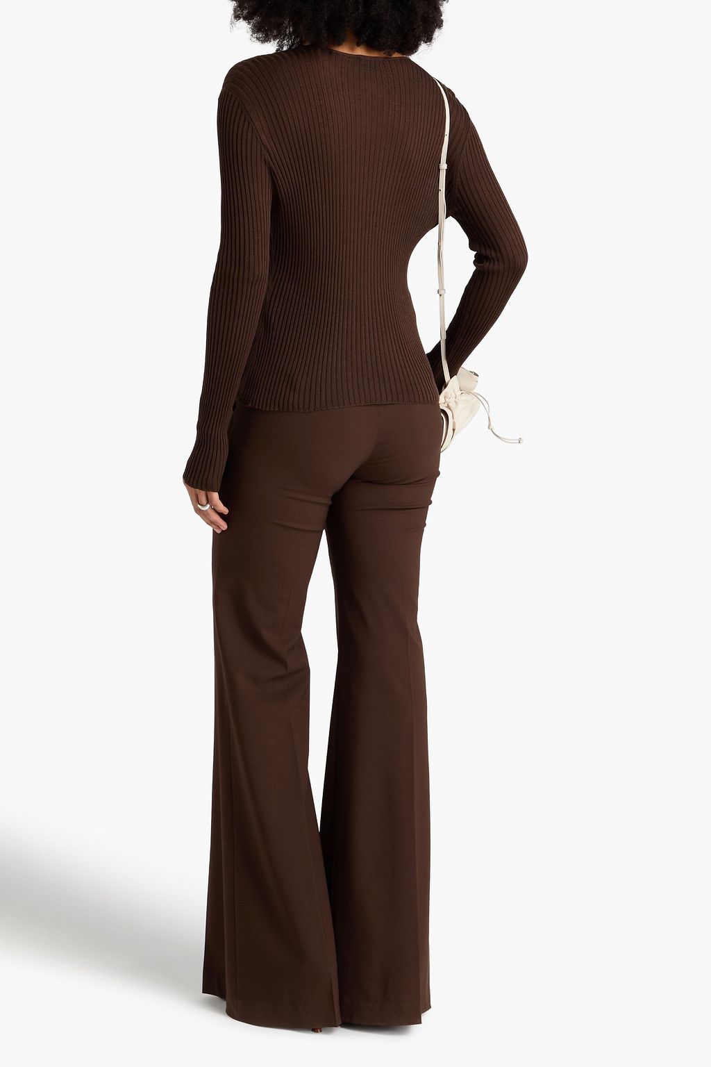 MAGDA BUTRYM Floral-appliquéd ribbed silk cardigan