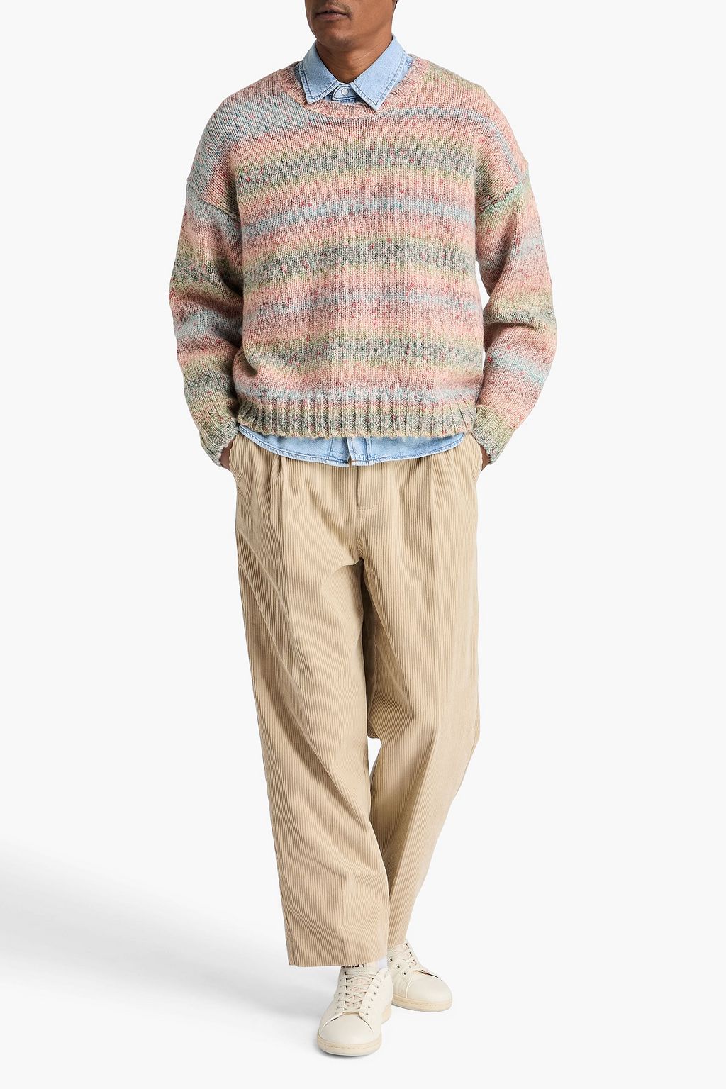 FRAME Striped alpaca and merino wool-blend sweater