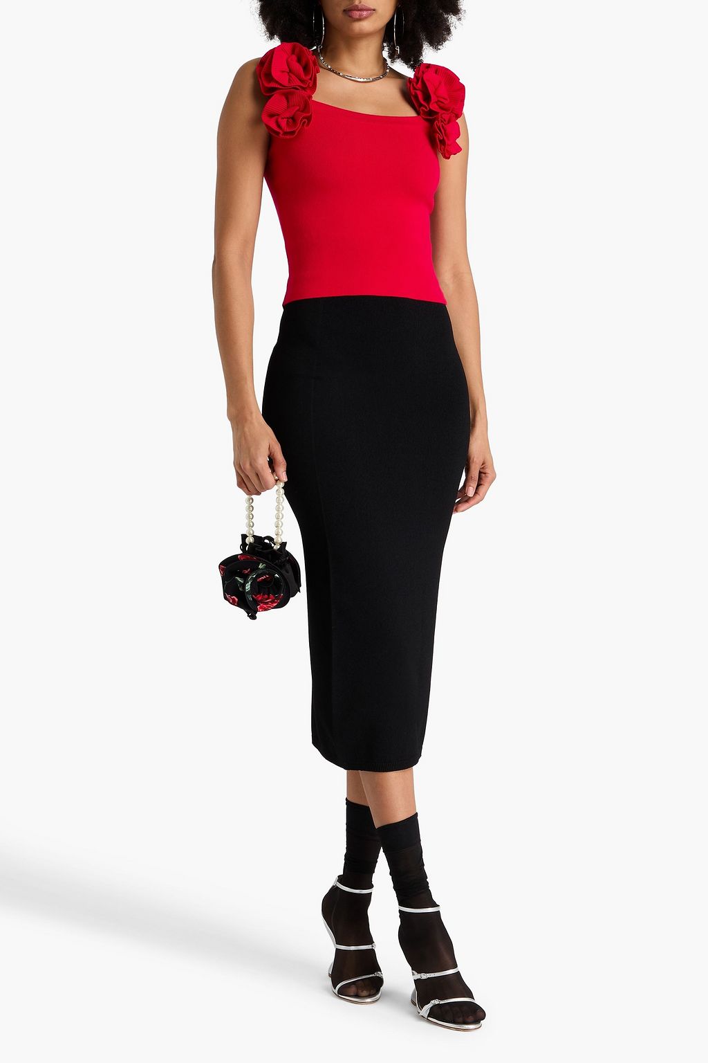MAGDA BUTRYM Floral-appliquéd knitted top