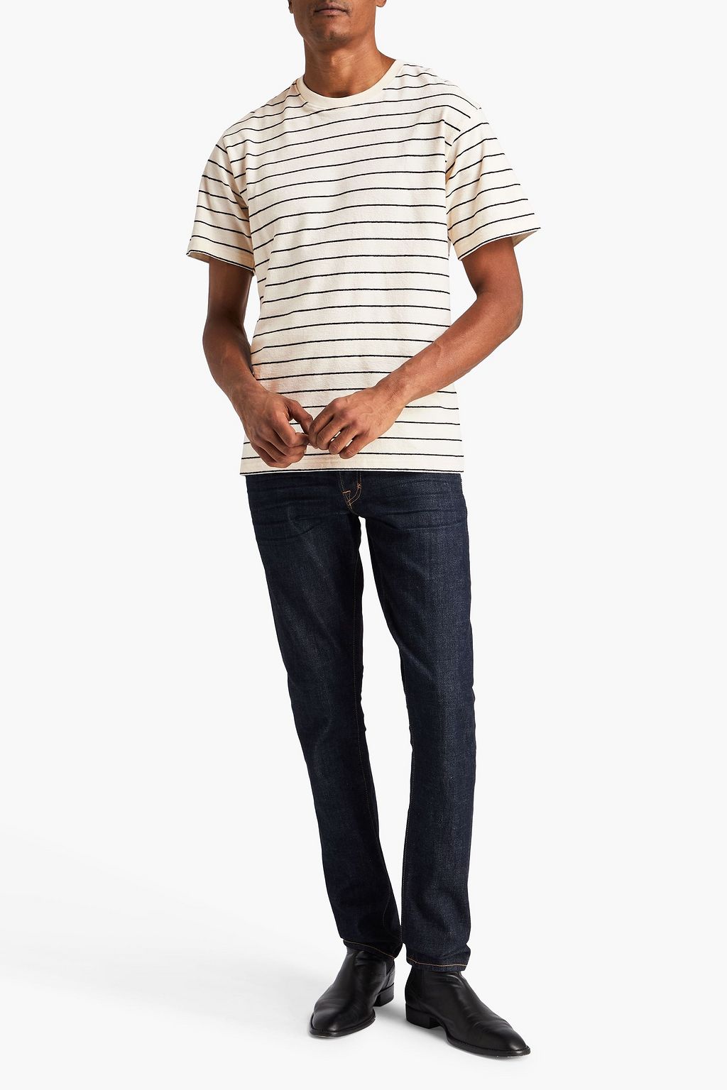 FRAME Striped cotton-jersey T-shirt