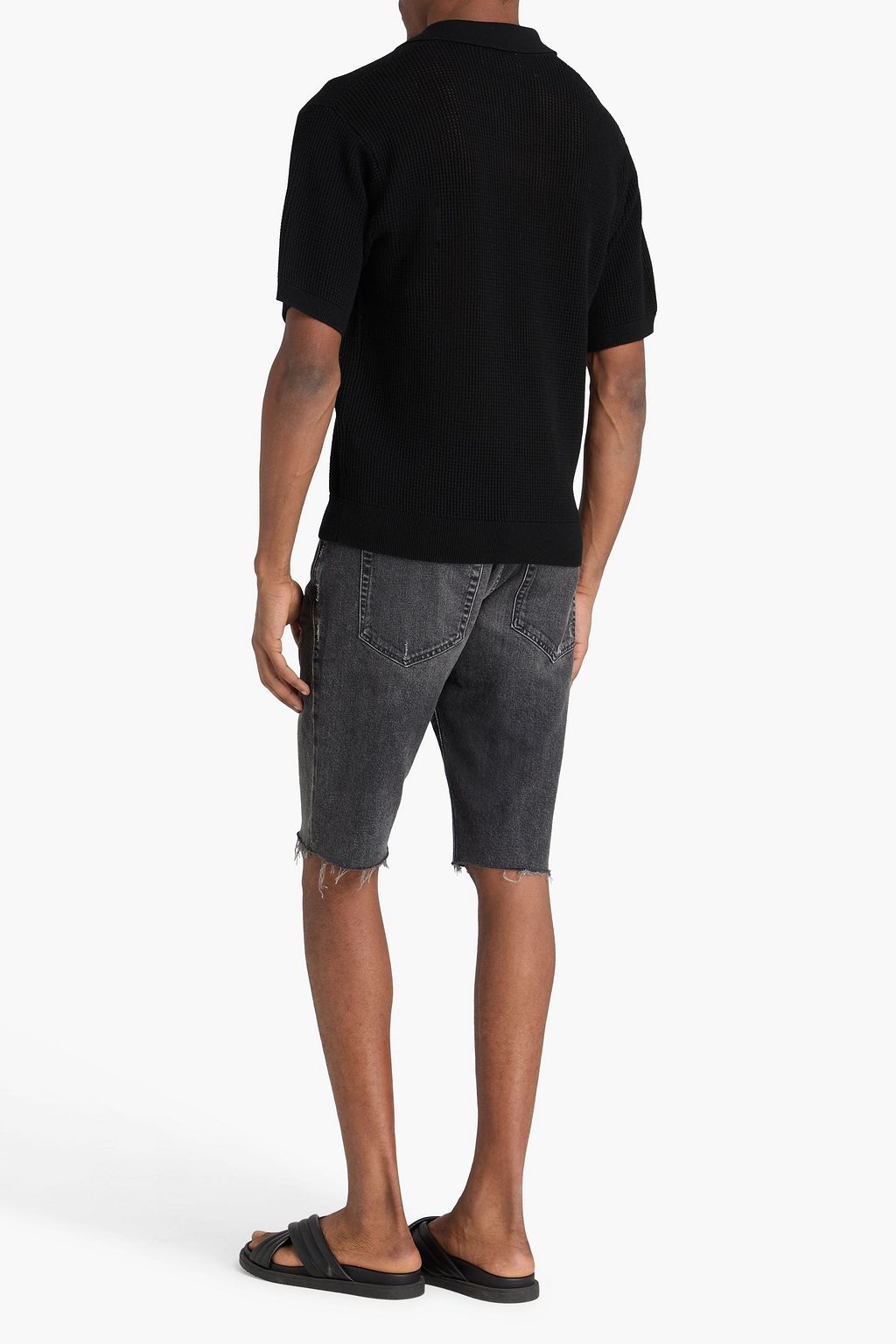 FRAME Waffle-knit polo shirt