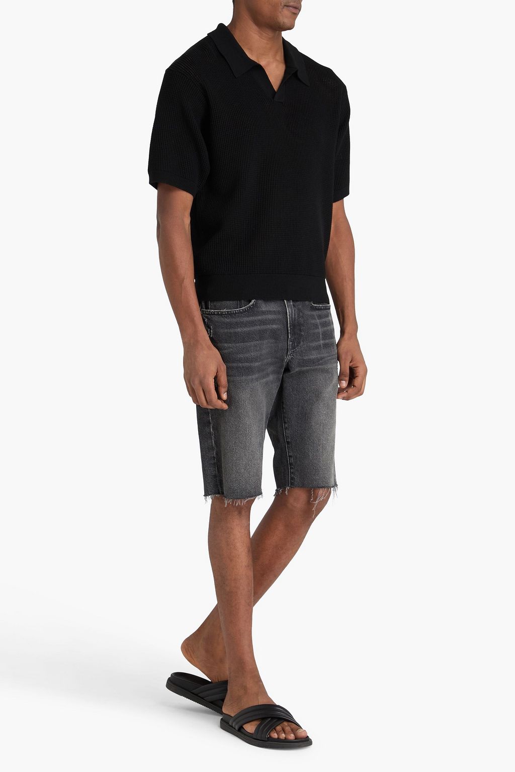 FRAME Waffle-knit polo shirt