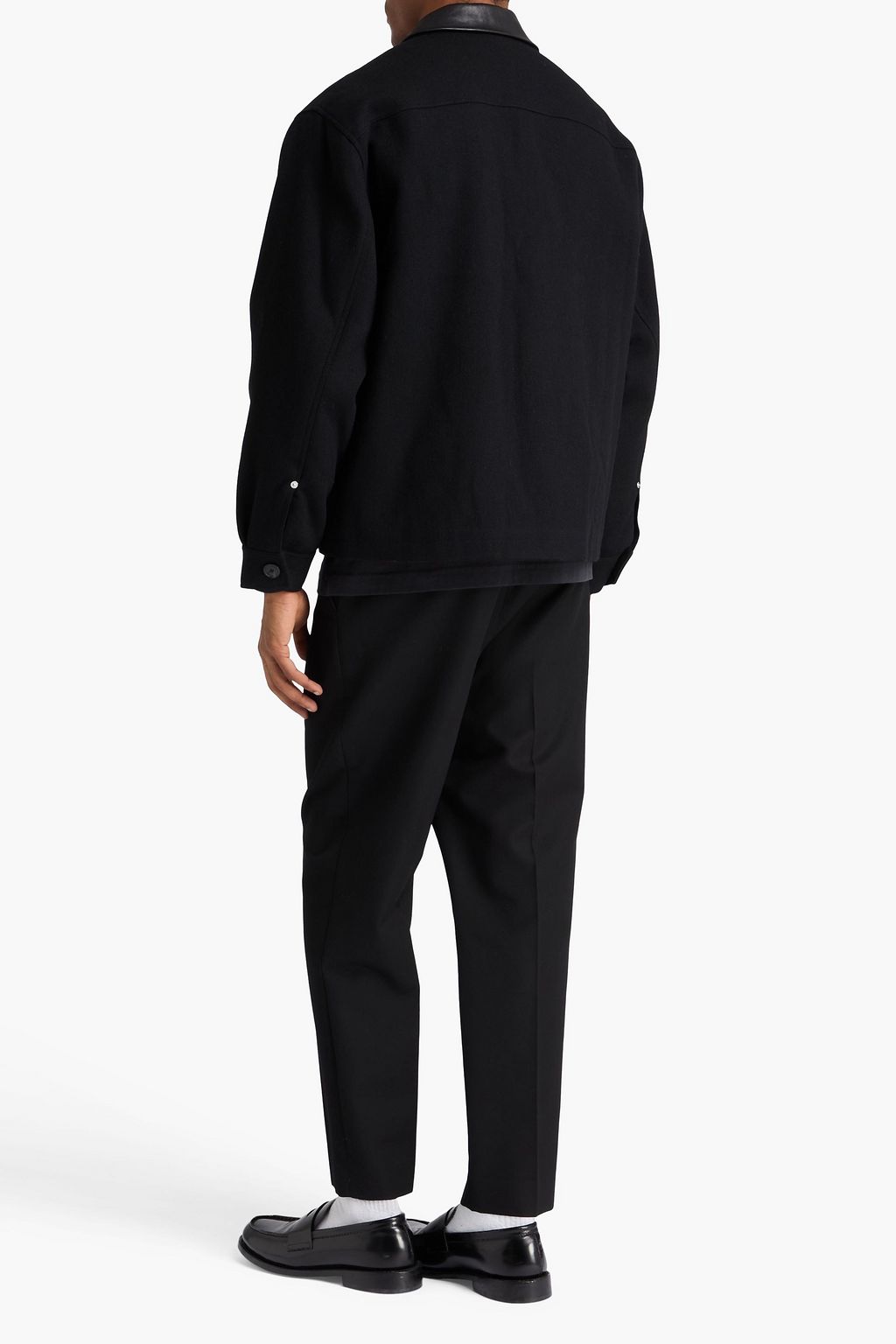 FRAME Leather-trimmed wool-blend jacket