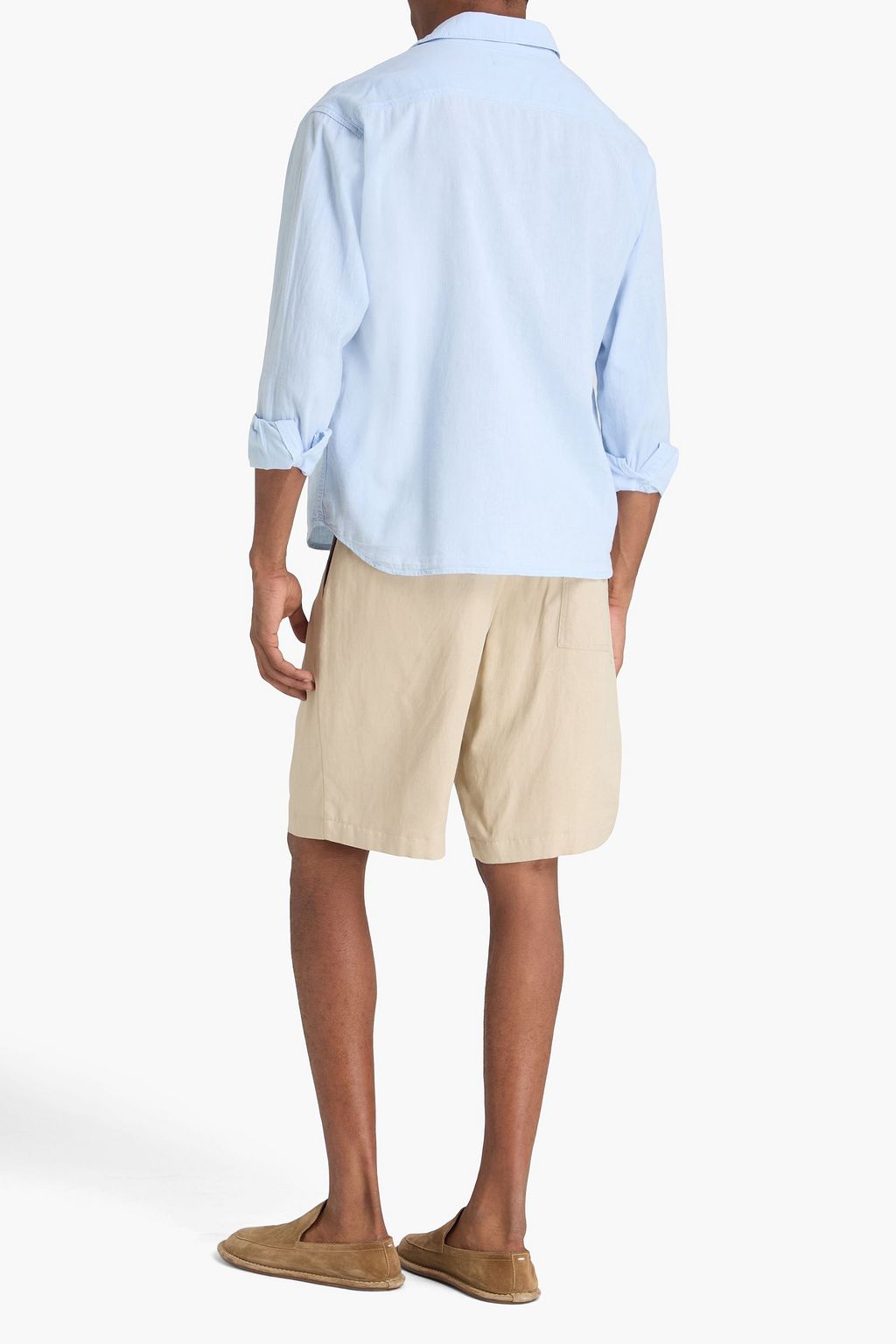 FRAME Cotton and linen-blend chambray shirt