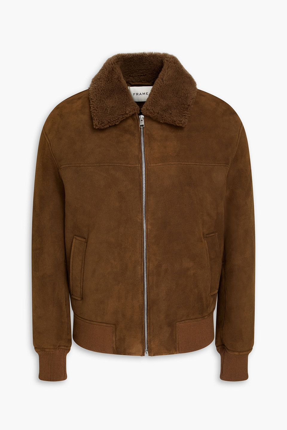Frame Shearling Bomber Jacket In Brown