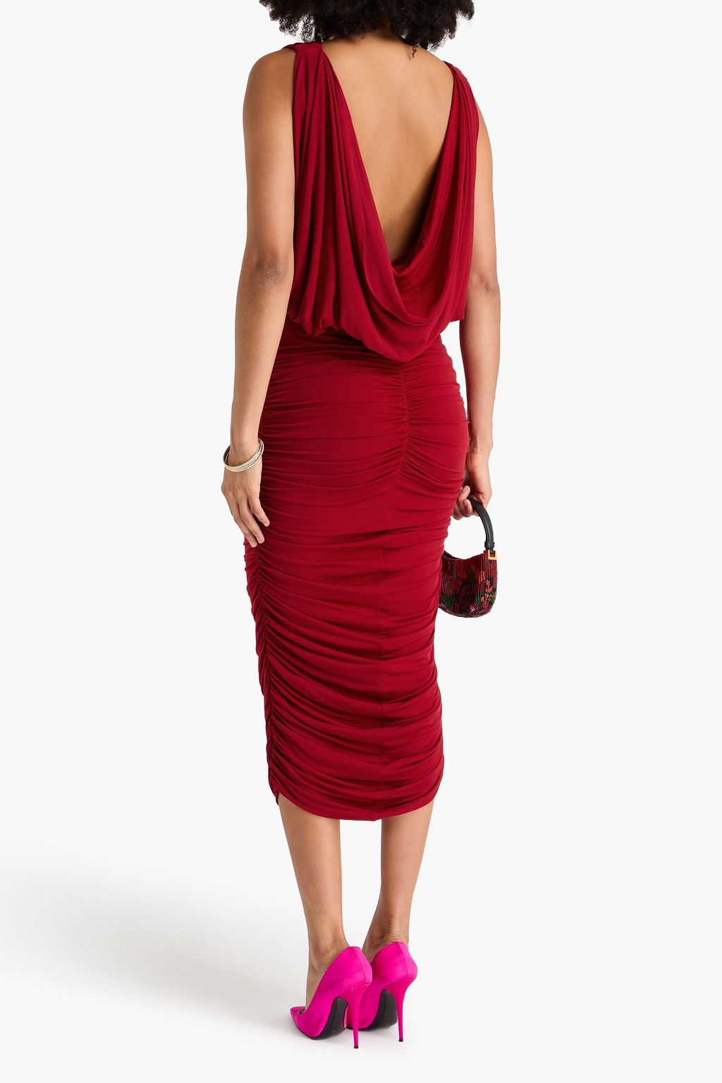 MAGDA BUTRYM Ruched cupro-blend stretch-jersey midi dress