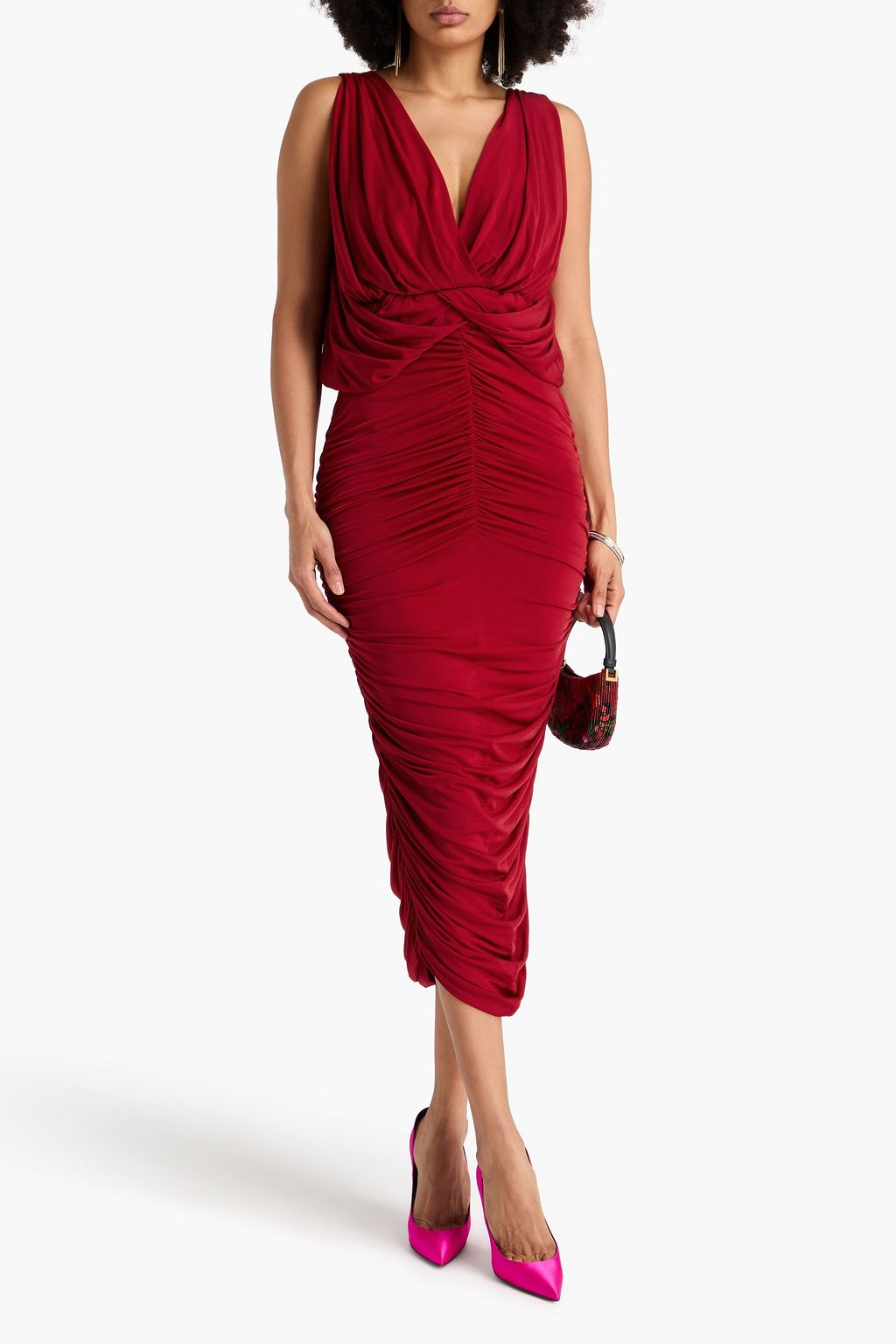 MAGDA BUTRYM Ruched cupro-blend stretch-jersey midi dress
