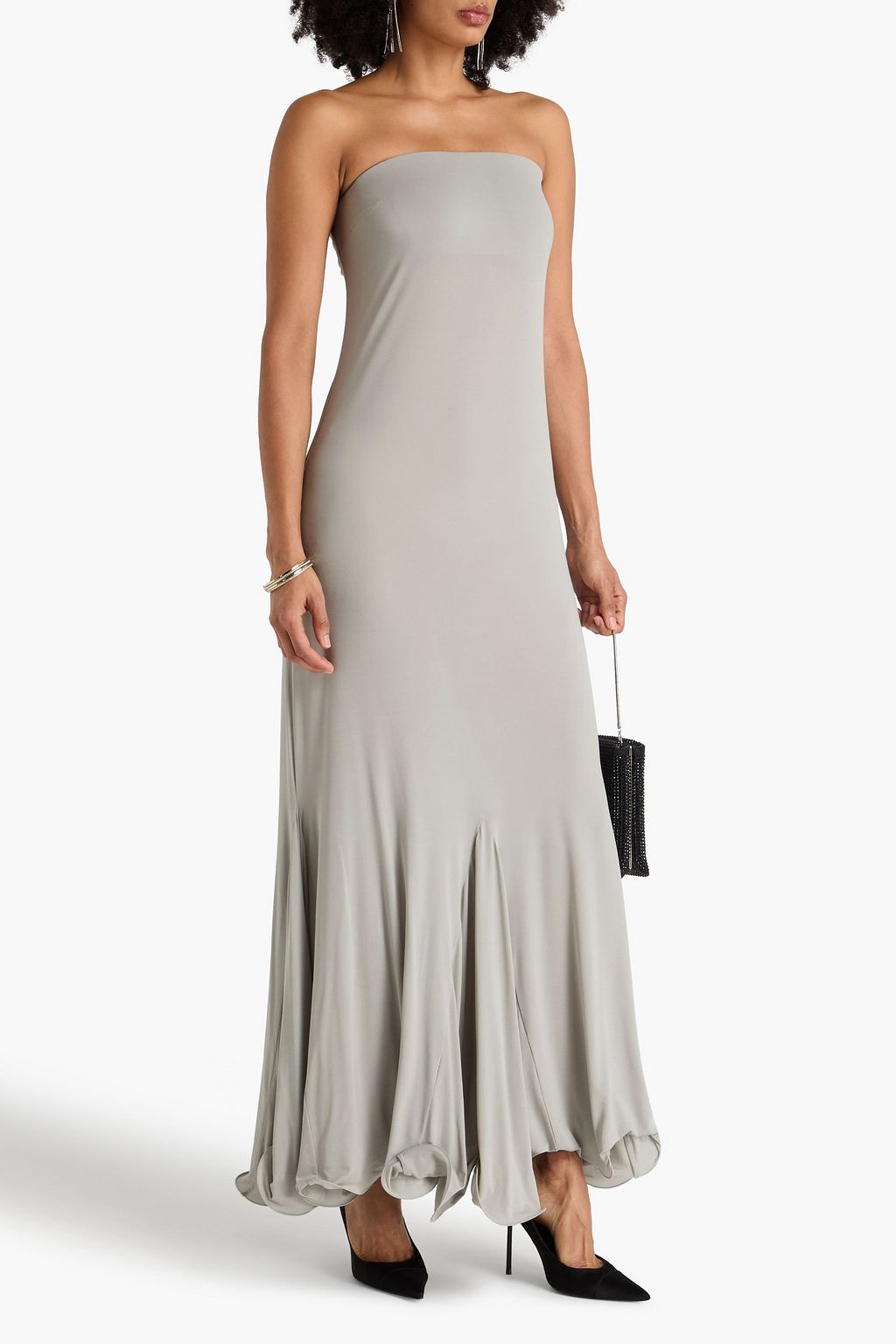 MAGDA BUTRYM فستان طويل بدون حمالات من الجيرسي المطاط بكشاكش