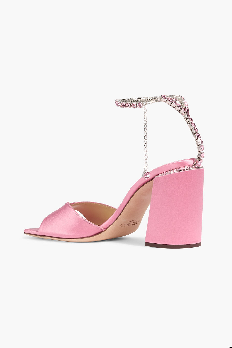 Jimmy Choo Saeda 85 Crystal-embellished Satin Sandals In Pink
