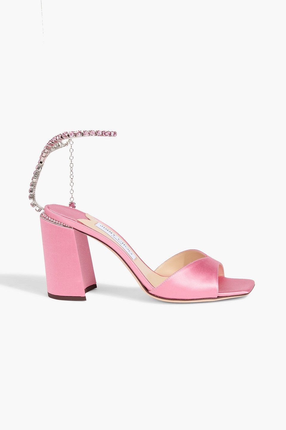 Jimmy Choo Saeda 85 Crystal-embellished Satin Sandals In Pink