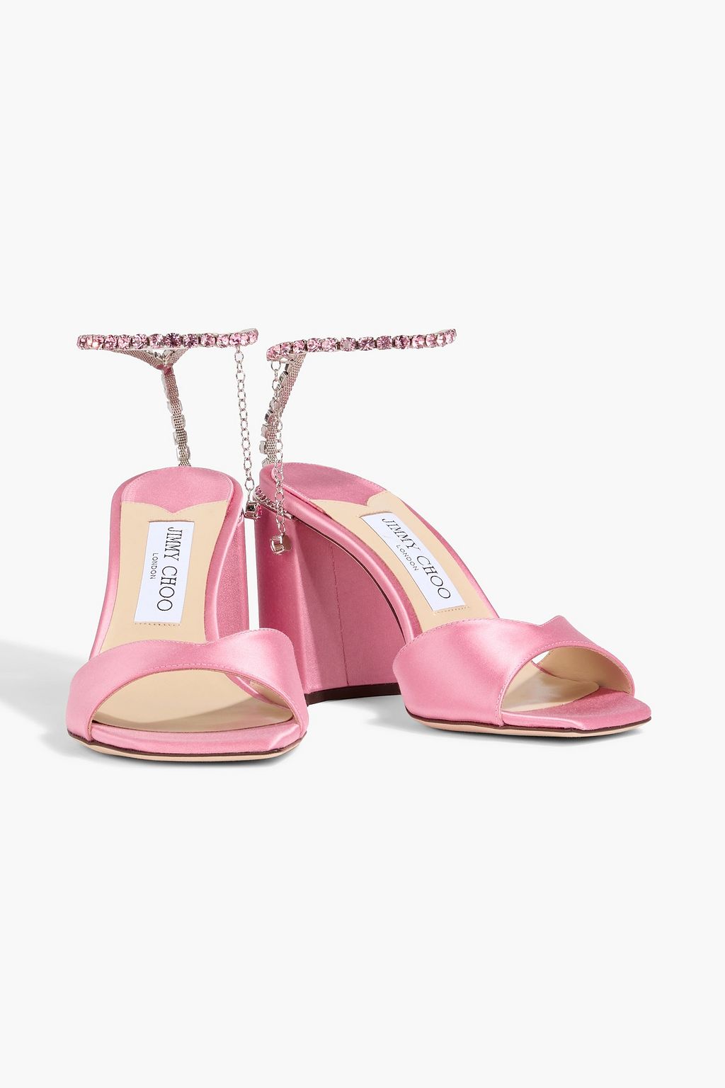 JIMMY CHOO Saeda 85 crystal-embellished satin sandals