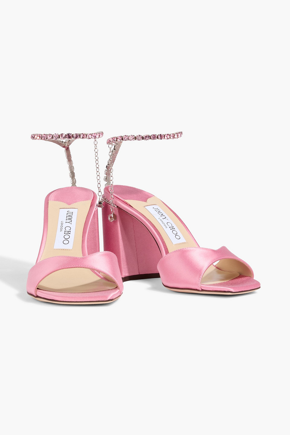 Jimmy Choo Saeda 85 Crystal-embellished Satin Sandals In Pink