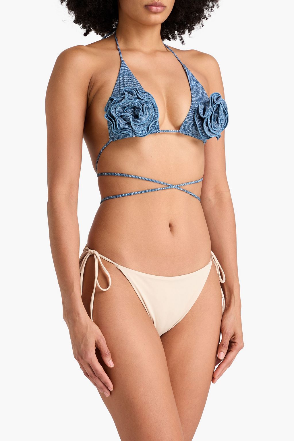 MAGDA BUTRYM توب بيكيني مثلث الشكل مُزيّن بزخارف الأزهار وبطبعات