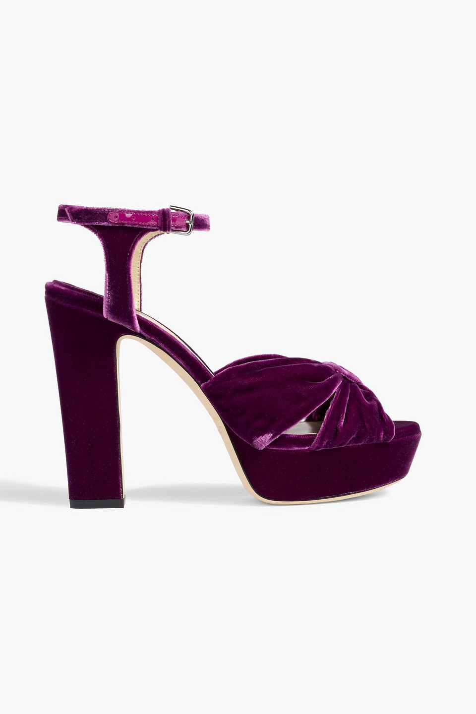 Jimmy Choo Heloise 120 Velvet Platform Sandals In Purple